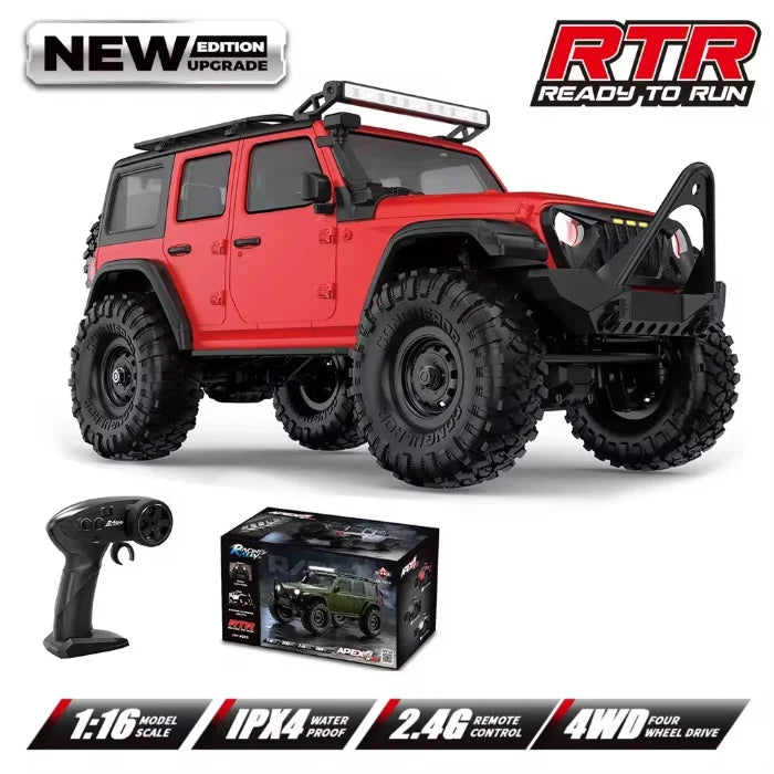 1:16 RC Rock Crawler - 10 km/h, 9KG Servo, 65m Range, LED Lights & RTR 4WD Off-Road Remote Control Car for Adults & Kids