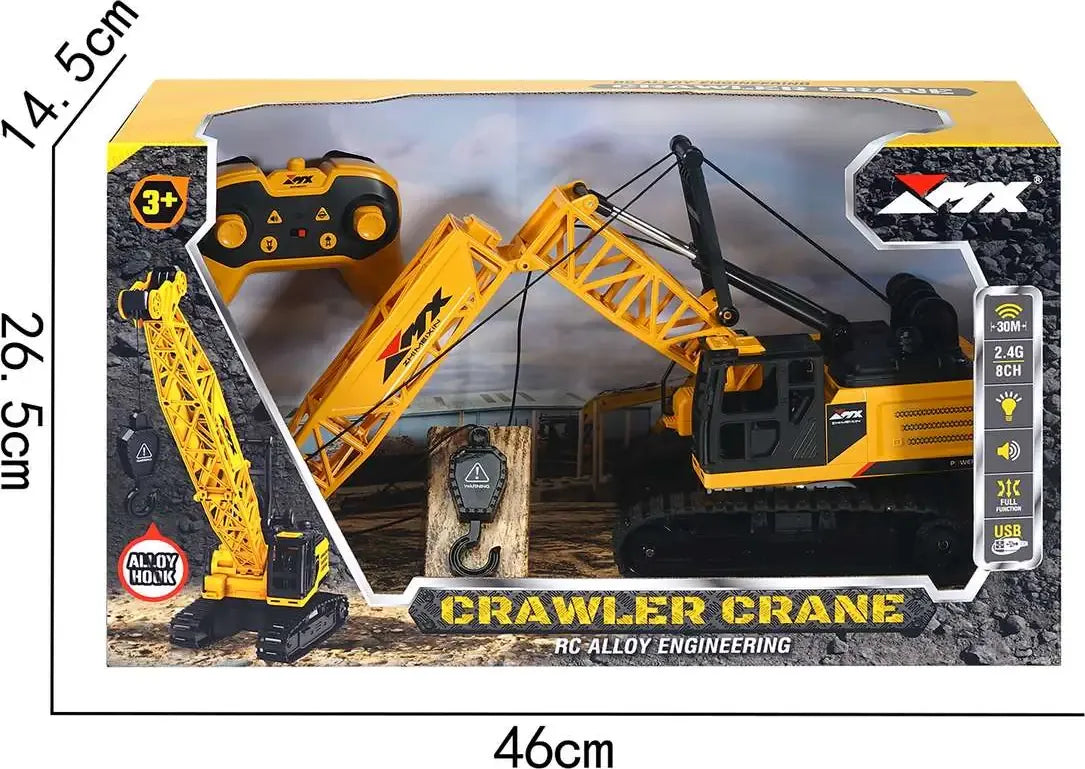 MYTOYS RC Crawler Crane Toy – 2.4GHz 8-Channel Remote Control Construction Vehicle with Tracks, Lights & Sound