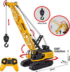 MYTOYS RC Crawler Crane Toy – 2.4GHz 8-Channel Remote Control Construction Vehicle with Tracks, Lights & Sound