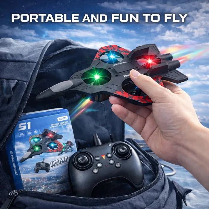 MYTOYS RC Plane PRO - 2.4GHz Remote Control Jet Airplane with LED Lights, Altitude Hold & 360° Flips