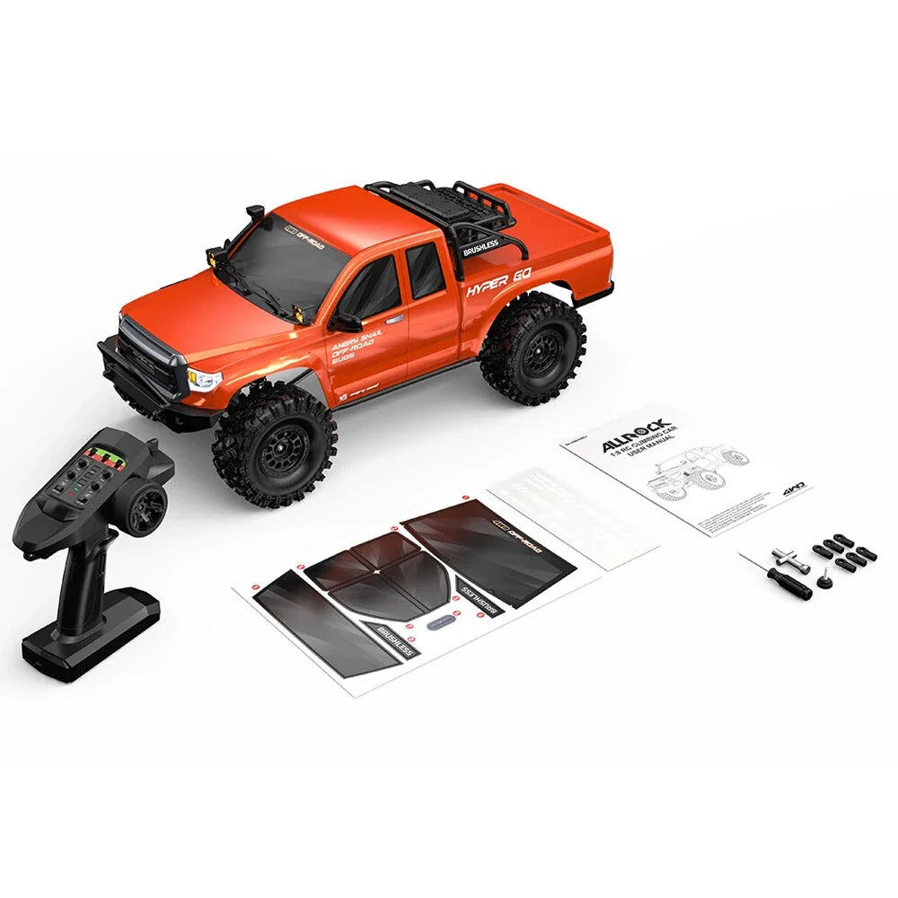 MJX Hyper Go 1/8 Scale RC Rock Crawler H8E 4WD Brushless Off-Road Climbing Vehicle With 80A FOC ESC, 3970 2000KV Sensor-Driven Motor, 35KG High Torque Steering Servo And Remote Control Differential Lock 25km/h Ready-To-Run (RTR) - Orange