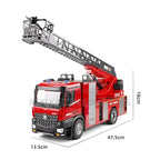 MYTOYS Large Remote Control Fire Truck Toy with 360° Rotating Ladder & Real Water Spray (2.4GHz)