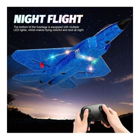 High‑Speed F22 Raptor RC Jet Plane with Gyro & LED Lights (RTF)
