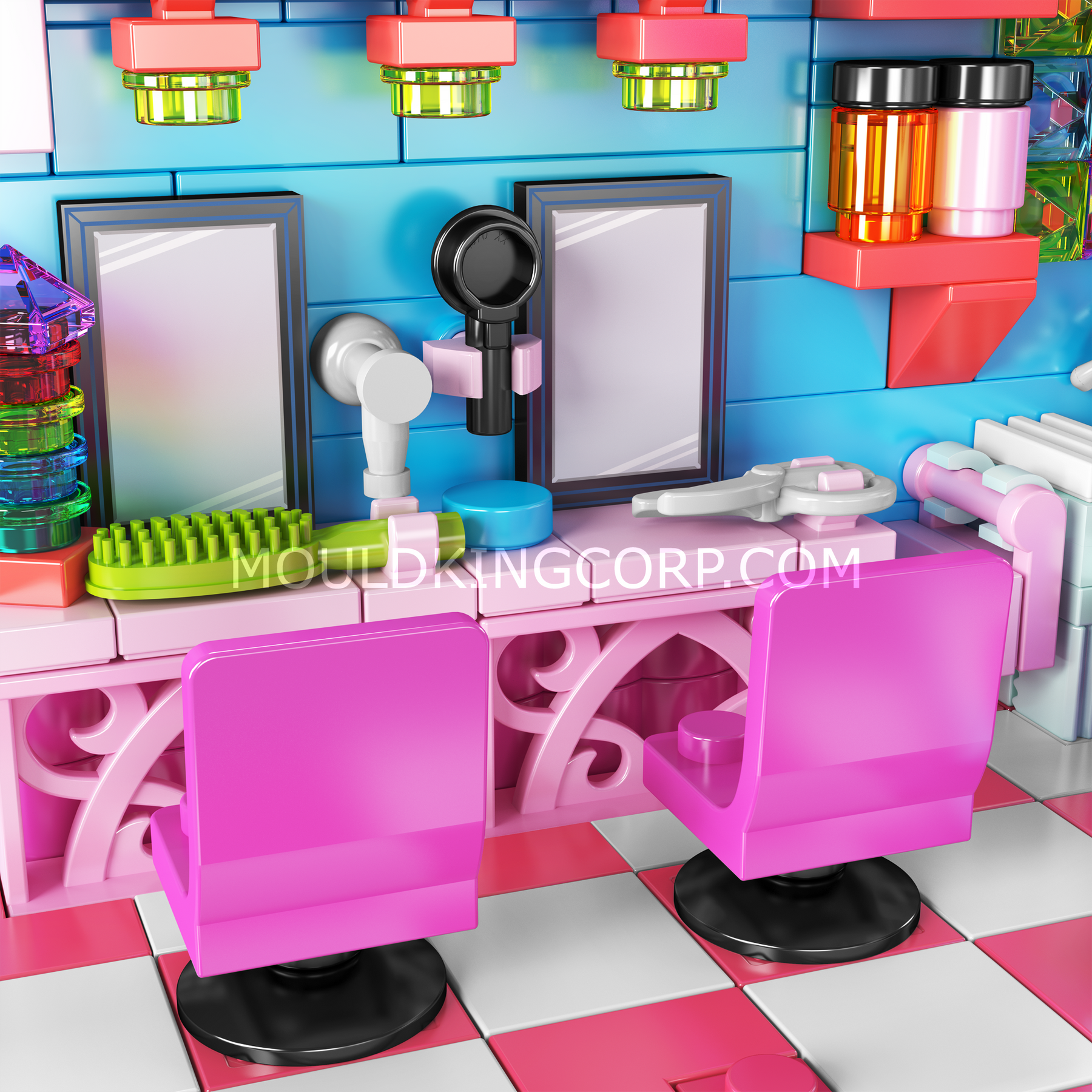 Mould King 24037 Hair Salon Day - Creative MOC Modular Building Block Set