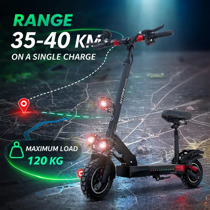 MYTOYS MT908 Electric Scooter - 65km/h Top Speed, 750W Motor, 35-40km Range - Seat & Off-Road Tires