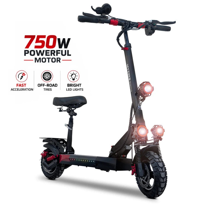 MYTOYS MT908 Electric Scooter - 65km/h Top Speed, 750W Motor, 35-40km Range - Seat & Off-Road Tires