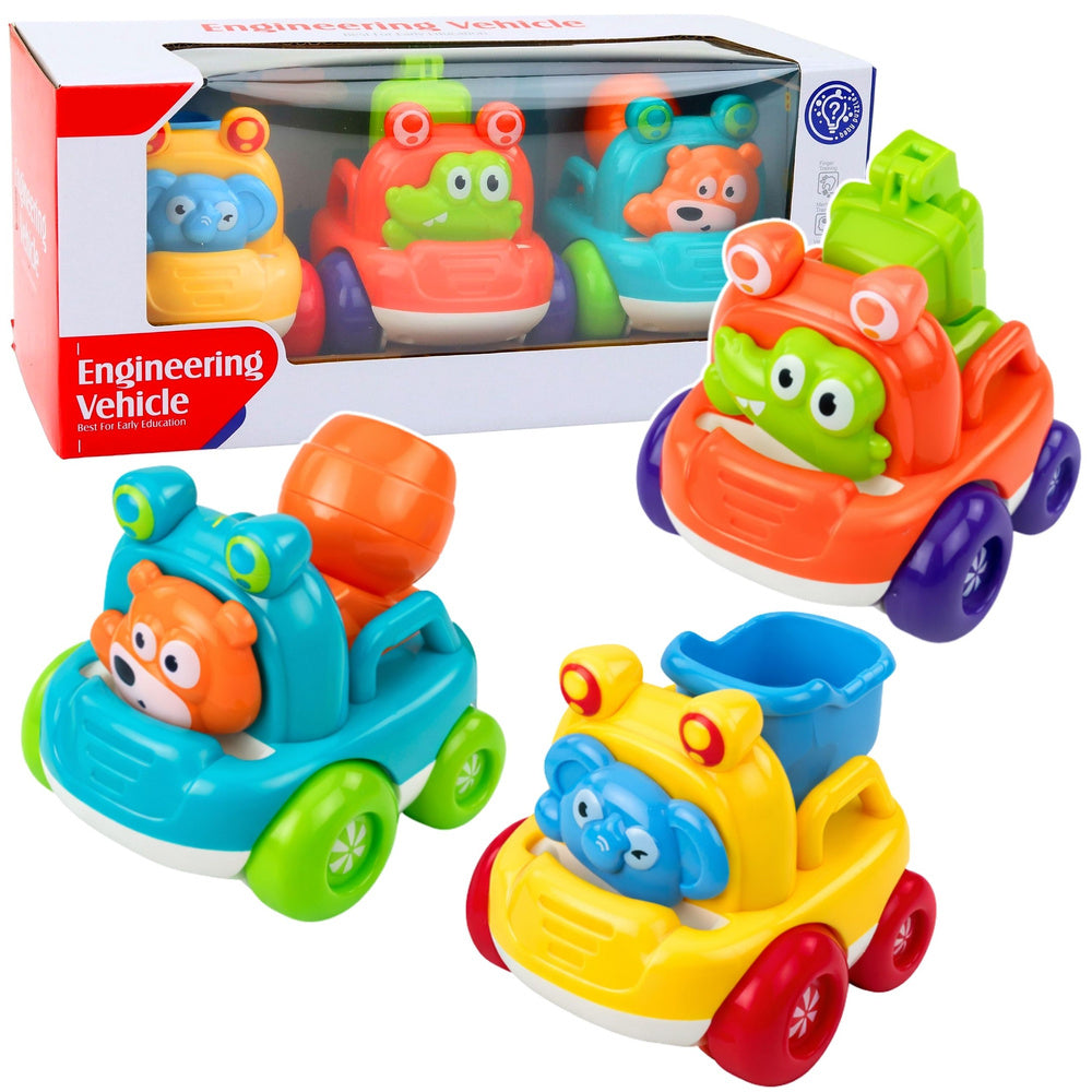 MYTOYS Animal-Themed Construction Vehicle Set (3 PCS) – Excavator, Dump Truck & Cement Mixer