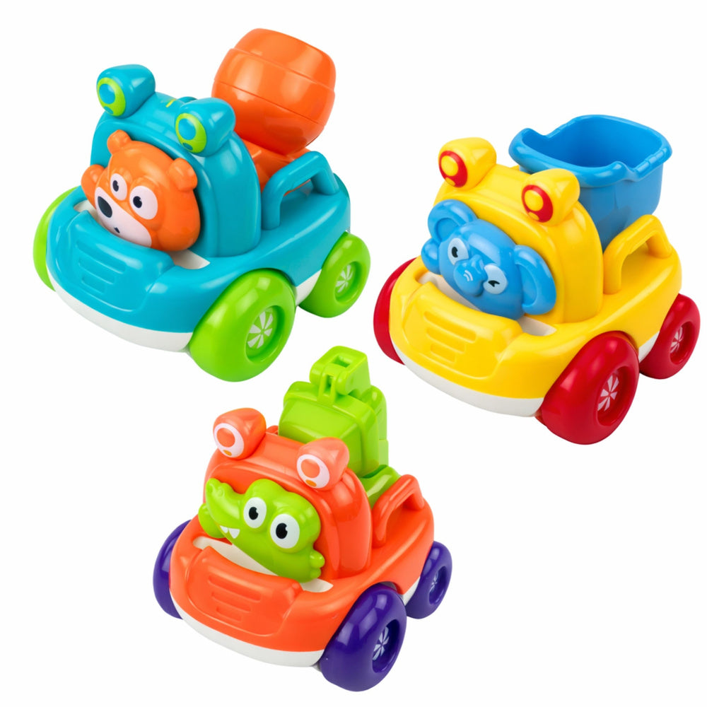 MYTOYS Animal-Themed Construction Vehicle Set (3 PCS) – Excavator, Dump Truck & Cement Mixer