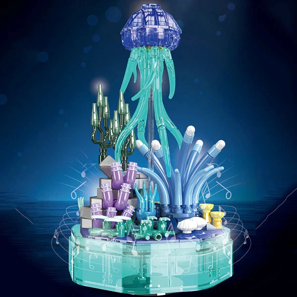 10101 Sea Creature Jellyfish Building Kit – 405pcs STEM Ocean Model with LED Lights & Music Box