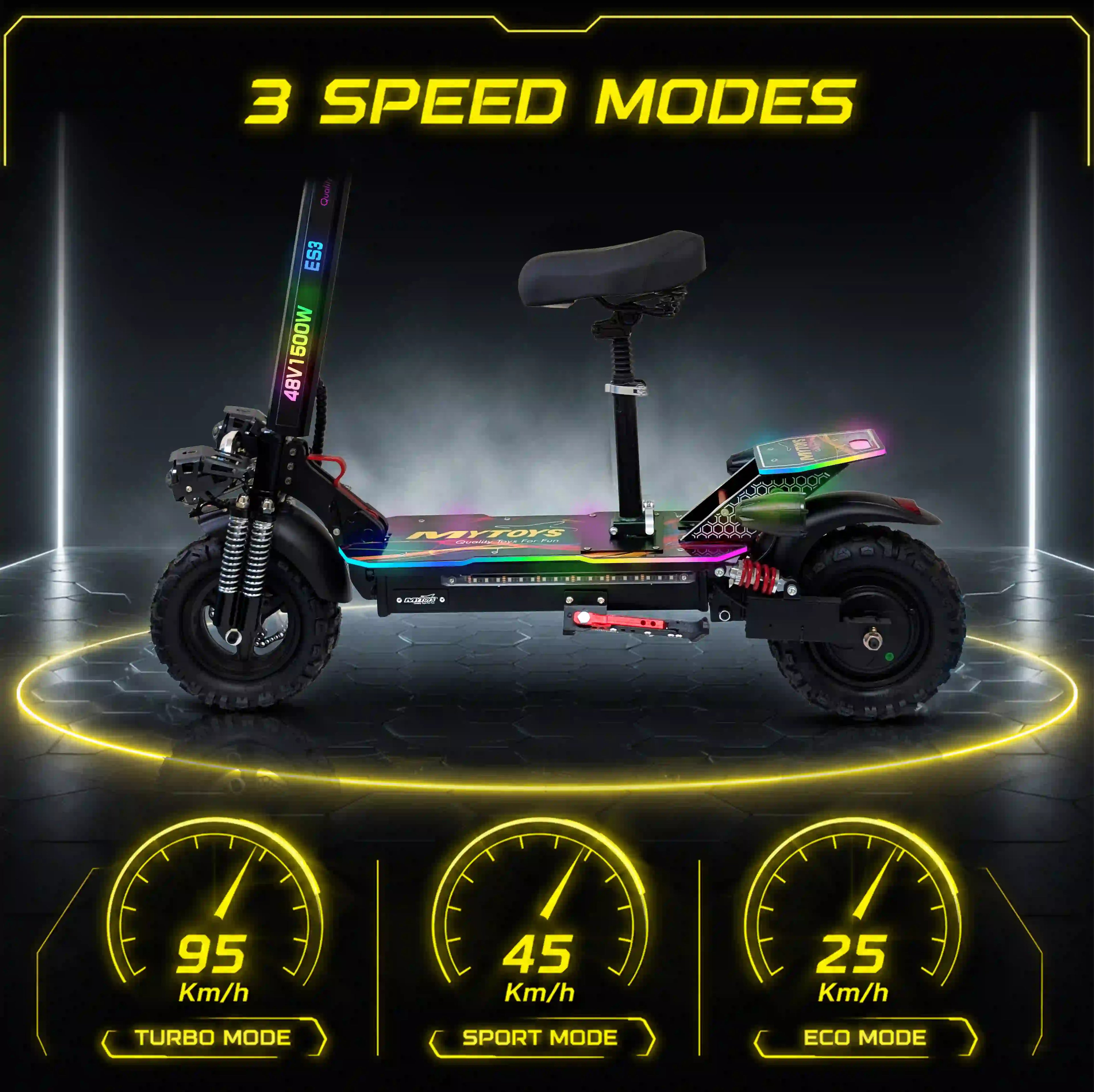 MT600 Electric Kick Scooter – 65 km/h, 1500W, 48V, 45km Range – Foldable & Dual Suspension