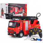 MYTOYS Large Remote Control Fire Truck Toy with 360° Rotating Ladder & Real Water Spray (2.4GHz)